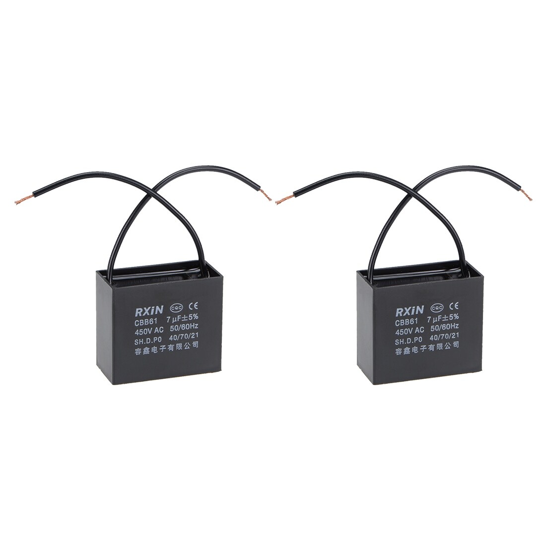 2 Wire Cbb61 Ceiling Fan Capacitor 7uf 450v Ac Motor Run Capacitors 2pcs