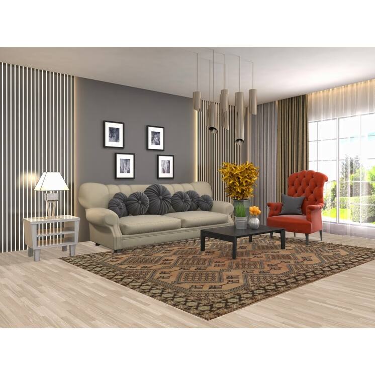 Geometric Bakhtiari Persian Vintage Rug Hand-Knotted Wool Carpet - 6'10"x 9'5"