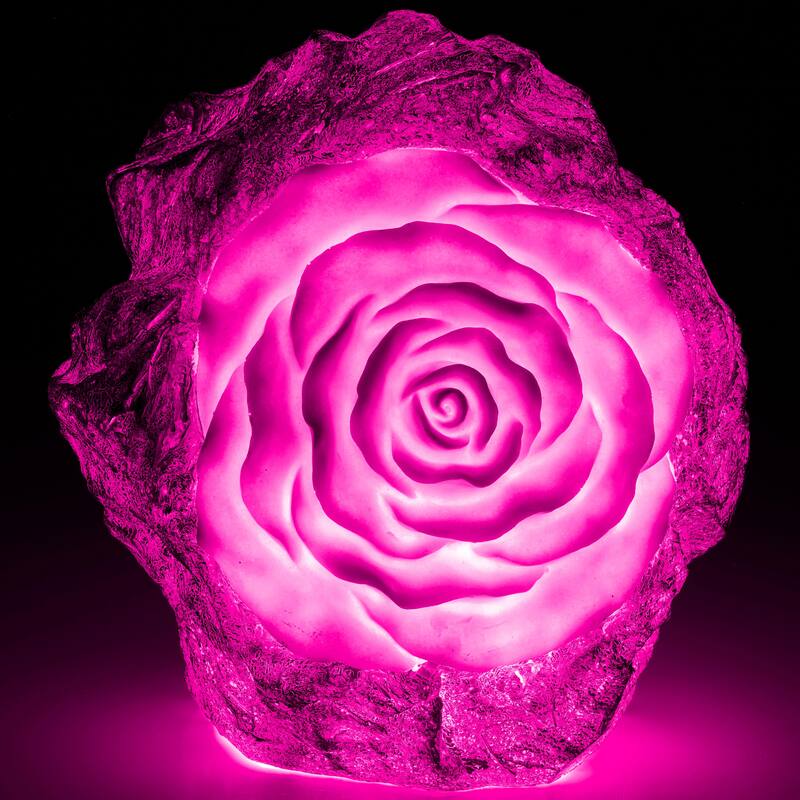 Aria Home Rose Blossom Table Lamp Sculpted Sandstone LED RGB Compatible