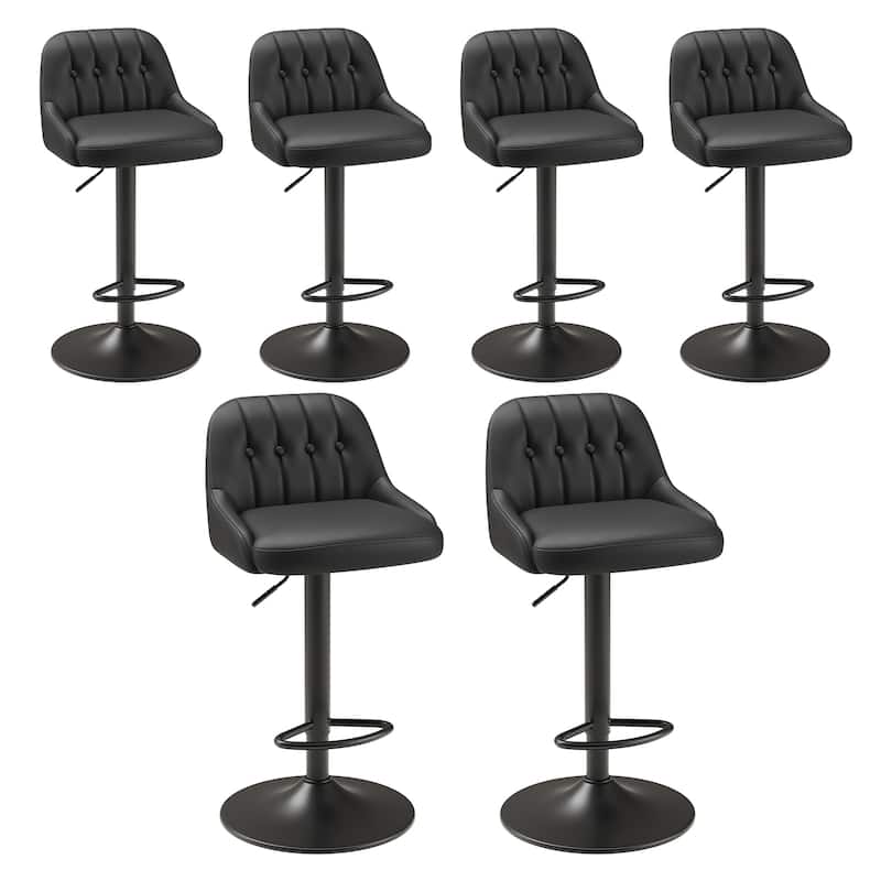 RENEWLINE Adjustable Height Bar Stools with Back, 360° Swivel PU Leather Counter Stools( Set of 1/2/3/4/6)for Kitchen Island