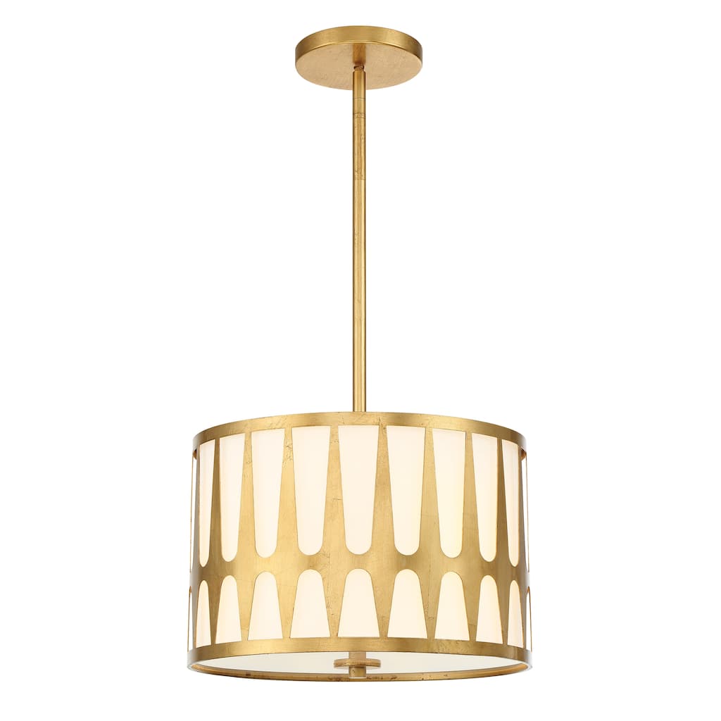 Royston 3 Light Antique Gold Pendant - 15'' W x 10.75'' H