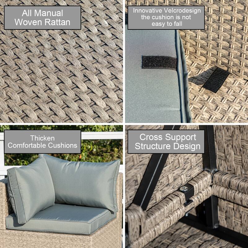 12 Piece Outdoor Furniture Set, Patio PE Wicker Rattan Sectional Sofa Set with Waterproof Cushions and 2 Coffee Table