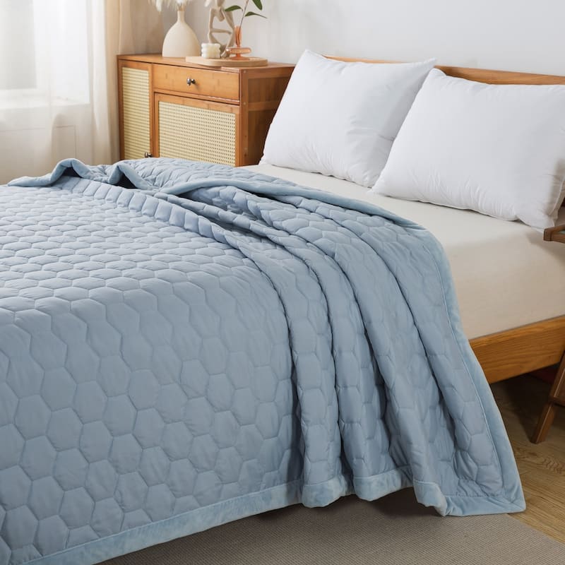 Mini Honeycomb Velvet Trim Down Alternative Blanket Twin