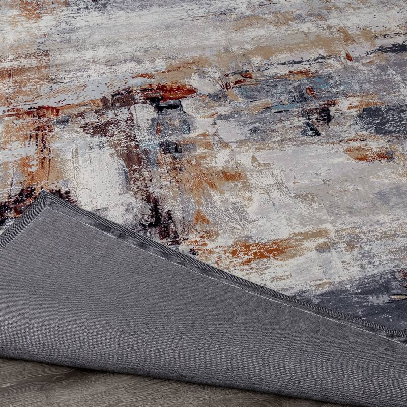 Abstract Grey/Gold Area Rug
