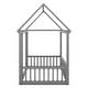 preview thumbnail 19 of 17, Twin Size Floor Wooden Bed with House Roof Frame and Safety Guardrails