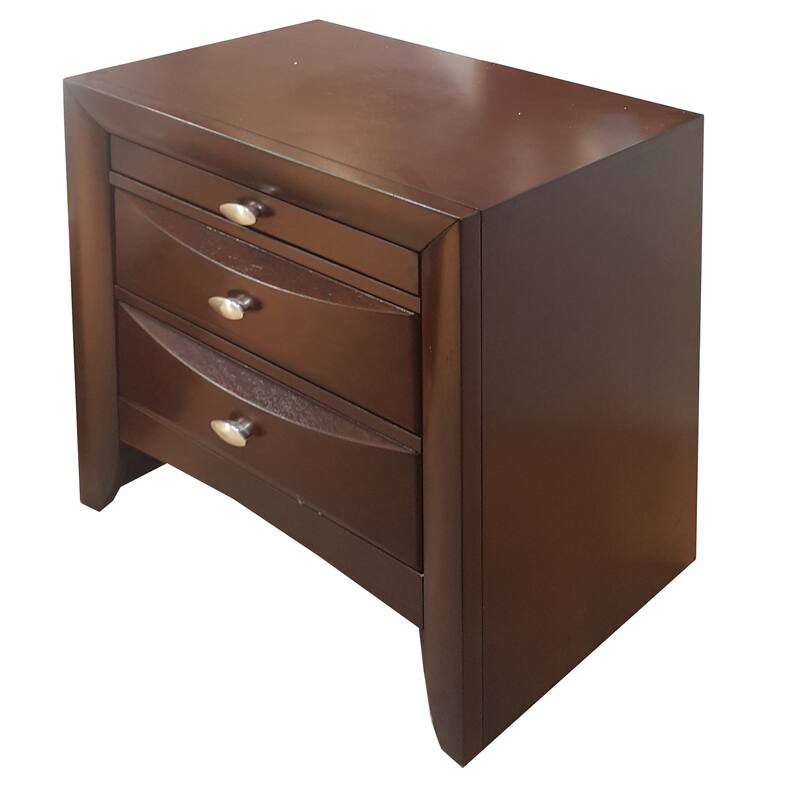 Espresso Finish Nightstand with Spacious Drawers and Top Tray