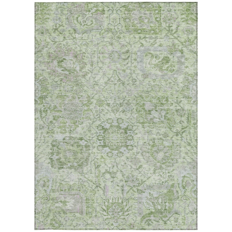 HomeRoots Damask Traditional Rectangle Outdoor Rug
