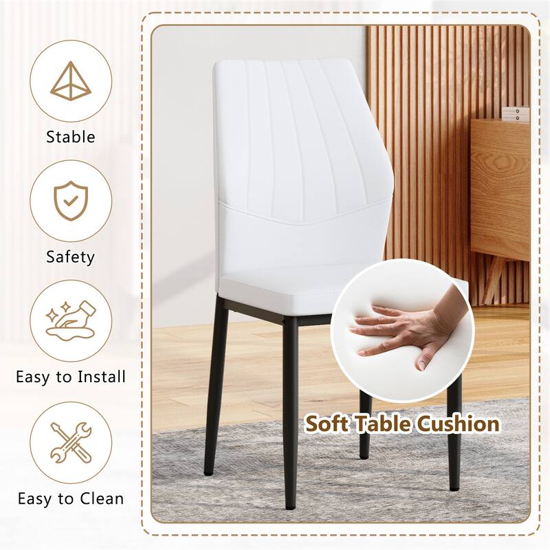 Set of 4 Dining Chairs, 37 inches High: Ergonomic PU Backrest, Combines Comfort and Style