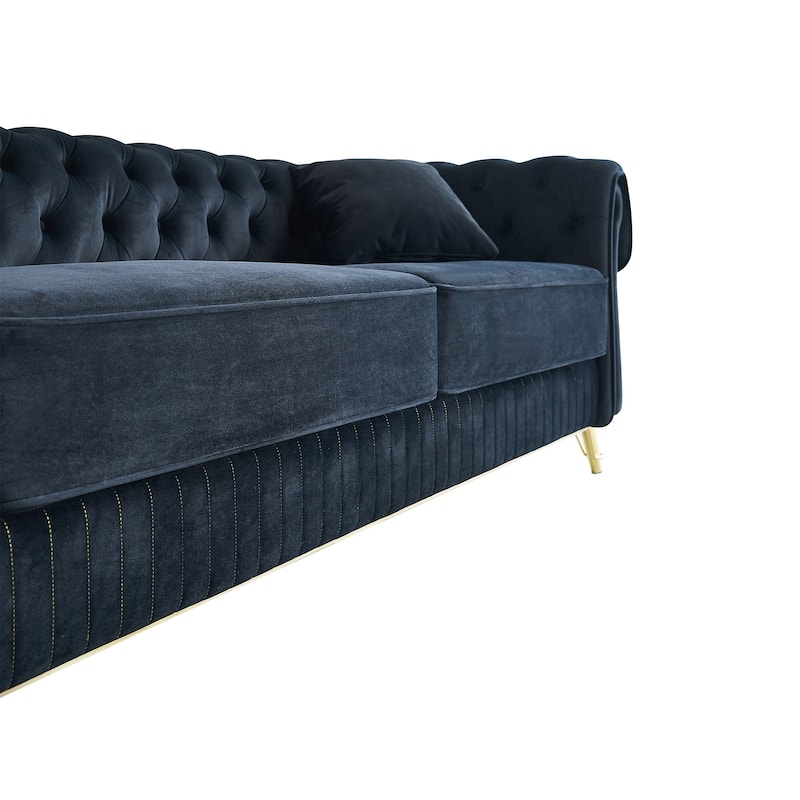 89" Velvet 3-Seater Sofa Sofa with Two Seat Cushions and Two Toss Pillows