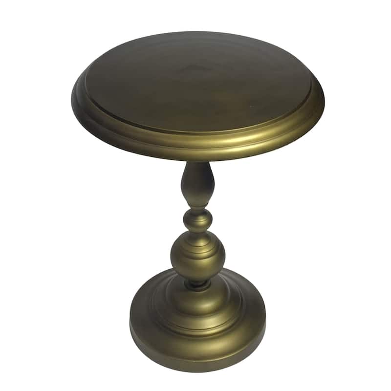 Pedestal-Style Metal Accent Table - 24" - Antique Brass