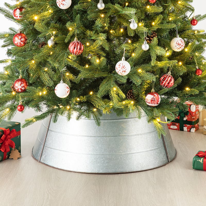 Glitzhome 22"D/26"D Christmas Classic Galvanized Metal Tree Collars