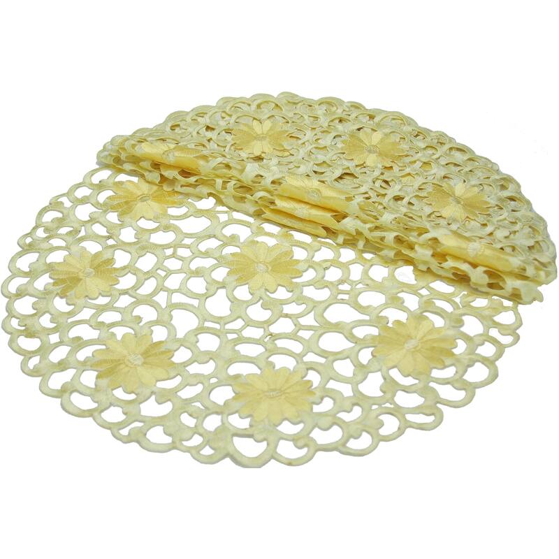 Polyester Floral Round Doily Set of 4 - 1200 - Off-White