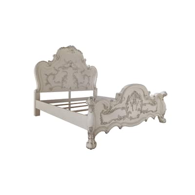 California King Bed - City Chic Design, Bone White Finish, Elegant Bedroom Furniture