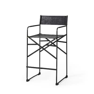 Leather Director's Chair Counter Stool - 19.29"W x 19.29"D x 40.15"H