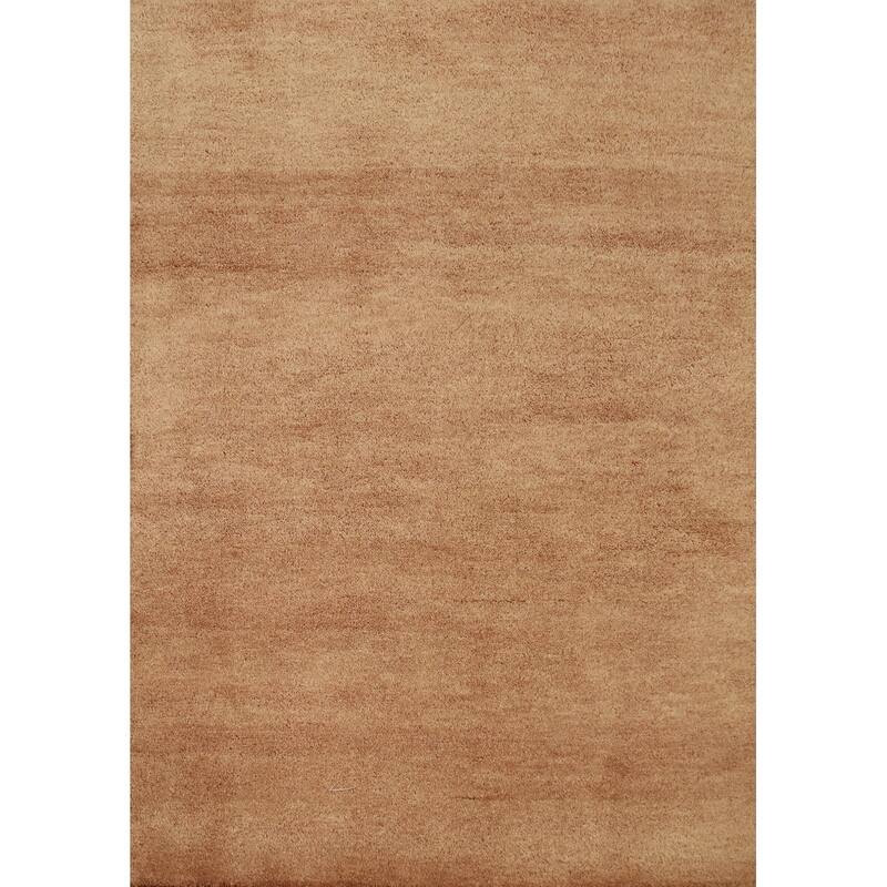 Hand Knotted Oriental 100% Wool Carpet Modern Solid Brown Gabbeh Area Rug - 4' 10'' X 3' 9''