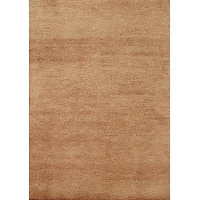 Hand Knotted Oriental 100% Wool Carpet Modern Solid Brown Gabbeh Area Rug - 4' 10'' X 3' 9''