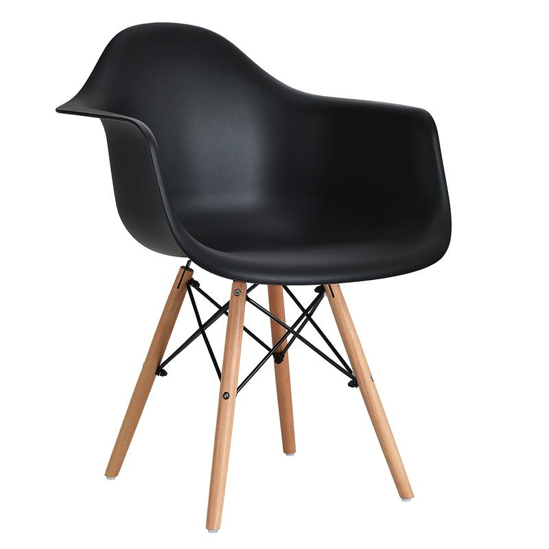 Costway Set of 2 Mid Century Modern Molded Dining Arm Side Chair Wood - See details