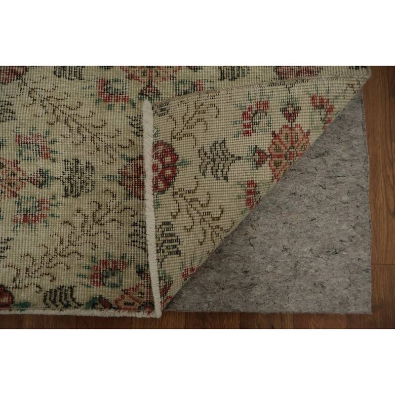 Hand Knotted Oriental 100% Wool Carpet Transitional All-Over Beige & Ivories Anatolian Area Rug - 9' 7'' X 5' 7''