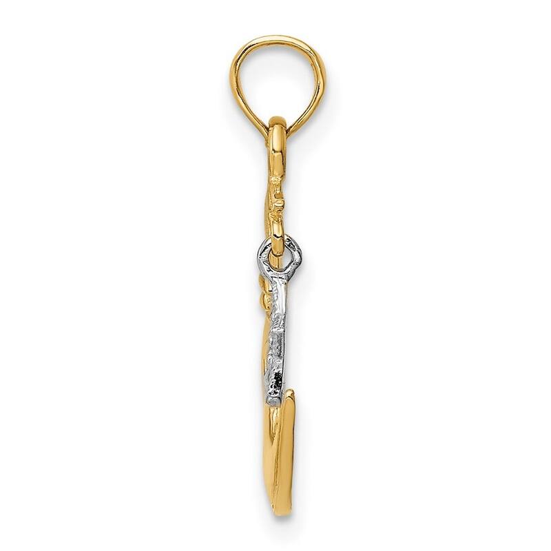 Curata 14k Two Tone Gold 18" Celestial Moon and Star Pendant Necklace - 22x14mm