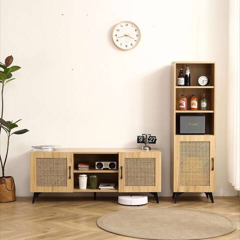 Rattan Mesh Side Cabinet - Large Storage Space