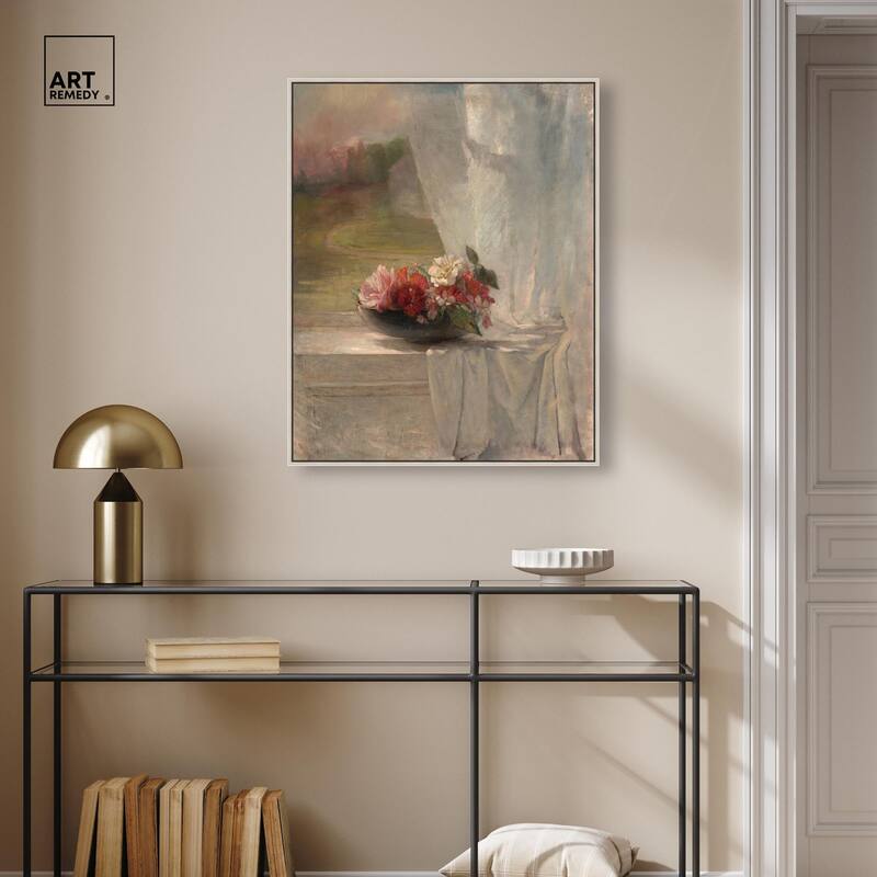 Flowers on a Window Ledge 1861 Canvas by Art Remedy
