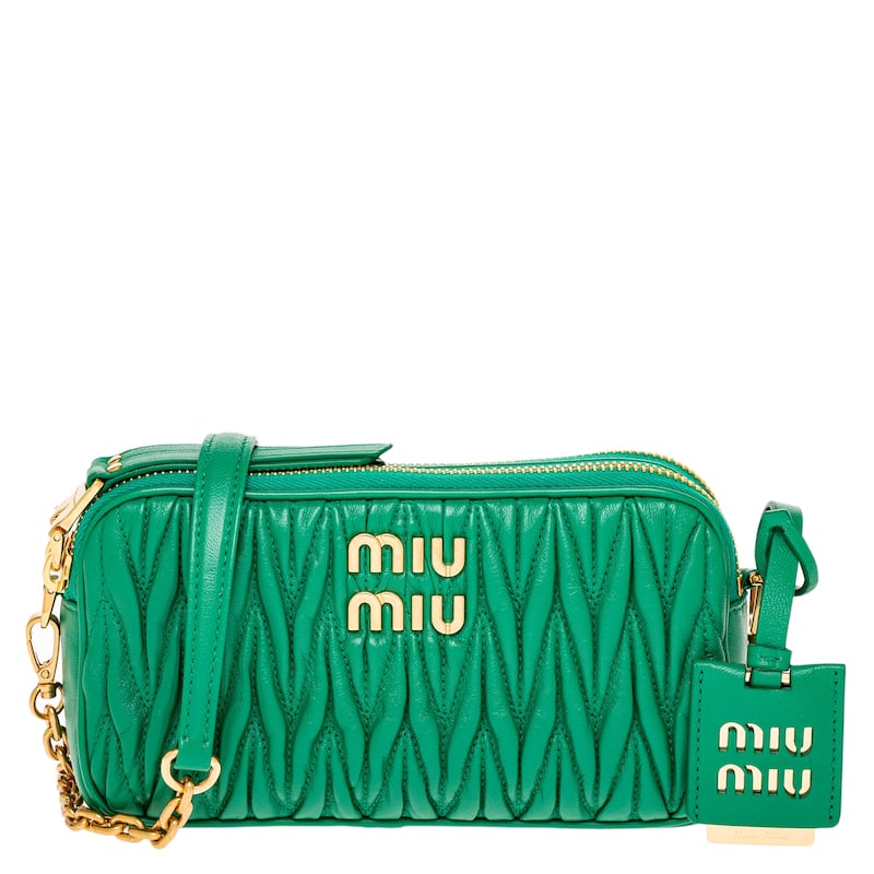 Miu Miu Matelasse Leather Mini Bag - Emerald Greene