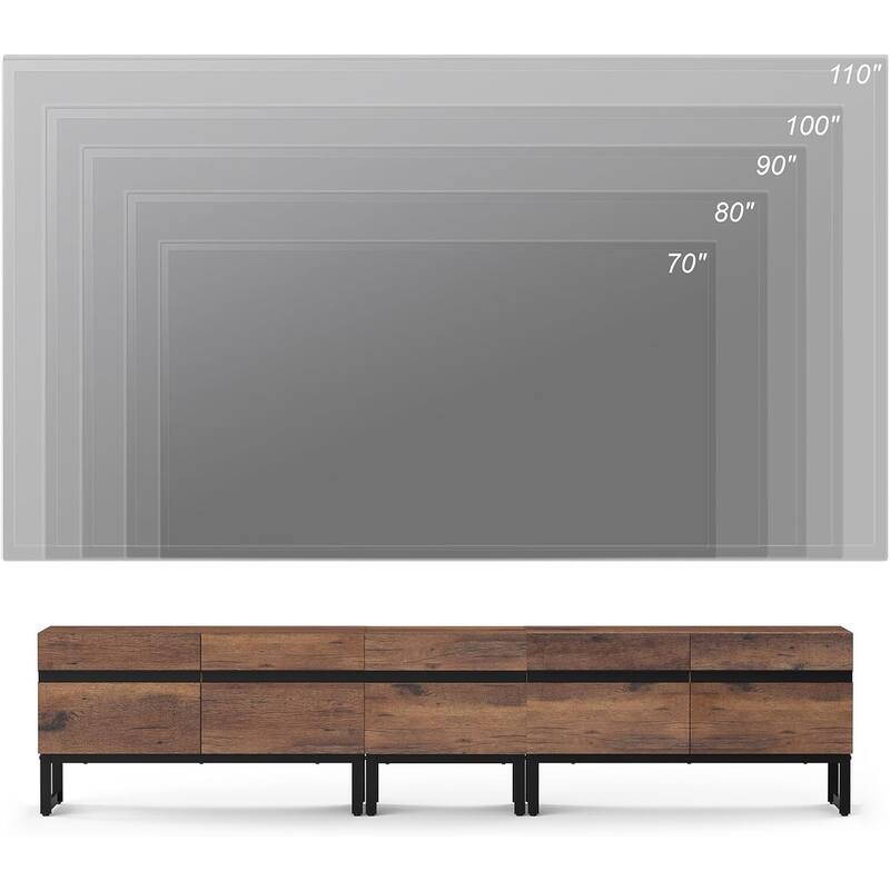 WAMPAT Modern TV Stand for TVs up to 50 inch TV, 2 in 1 Entertainment Center TV Console with Storage Cabinets and Metal Base