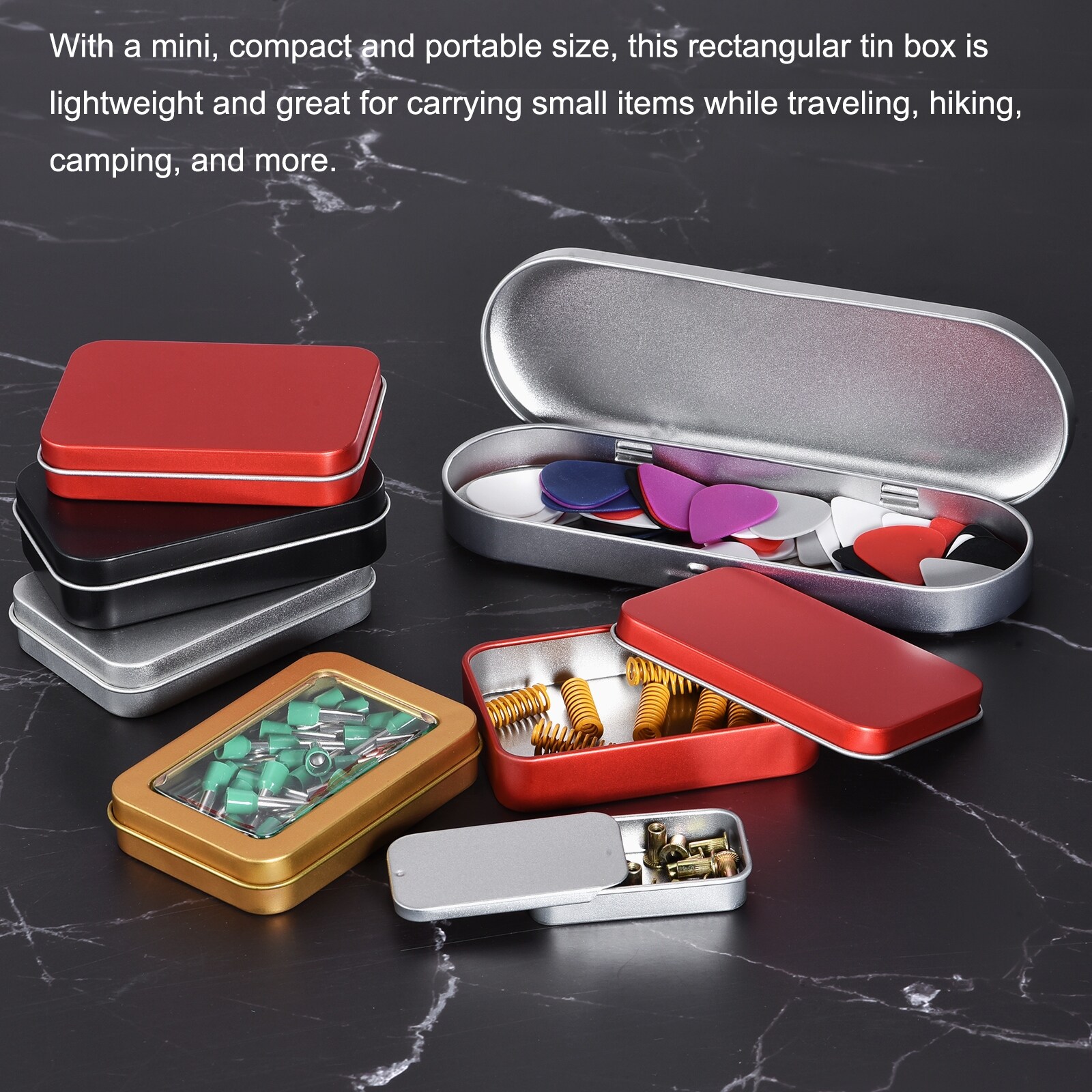 4pcs Tin Box, Metal Rectangular Tins, Metal Cookie Tins, Portable