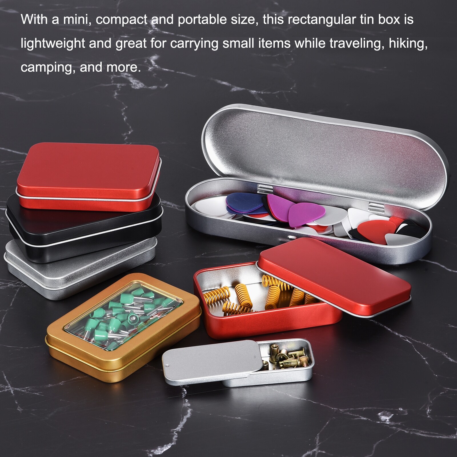 10/20/30pcs Hinged Tin Box Containers 3.7 x 2.4 x 0.8 inch Metal Tins  Storage Boxes Rectangular Empty Small Home Craft Organizer