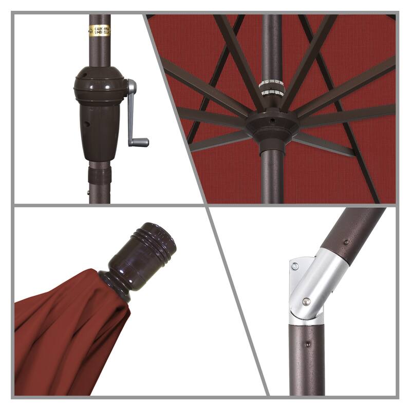 California Umbrella 11' Rd Sunset Series Patio Umbrella Bronze Aluminum Frame Crank Lift Auto Tilt Sunbrella