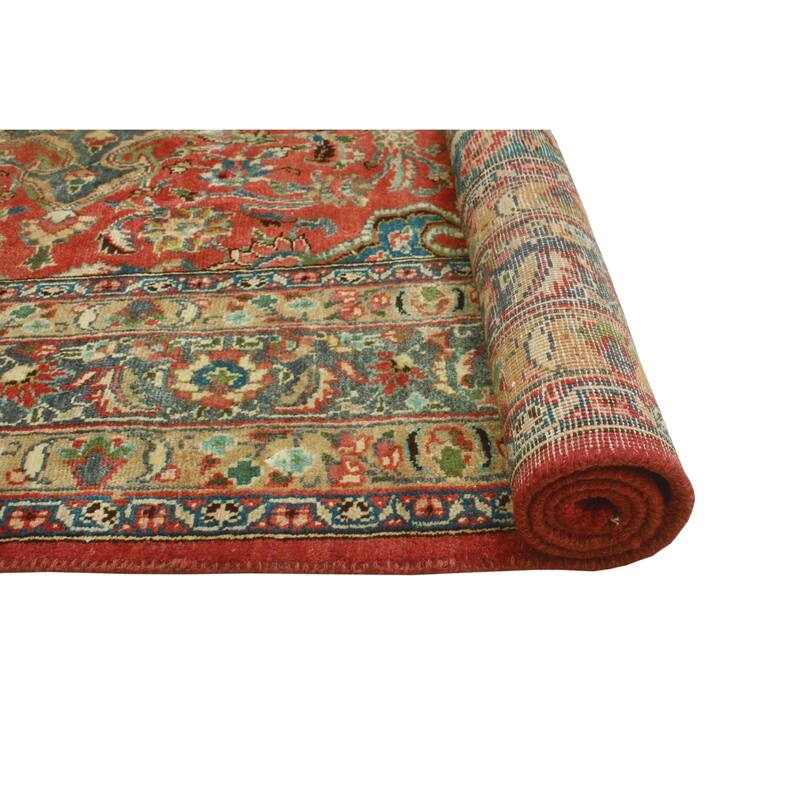 Fine Vintage Distressed Amy Rust/Blue Rug - 6'5" x 9'5"