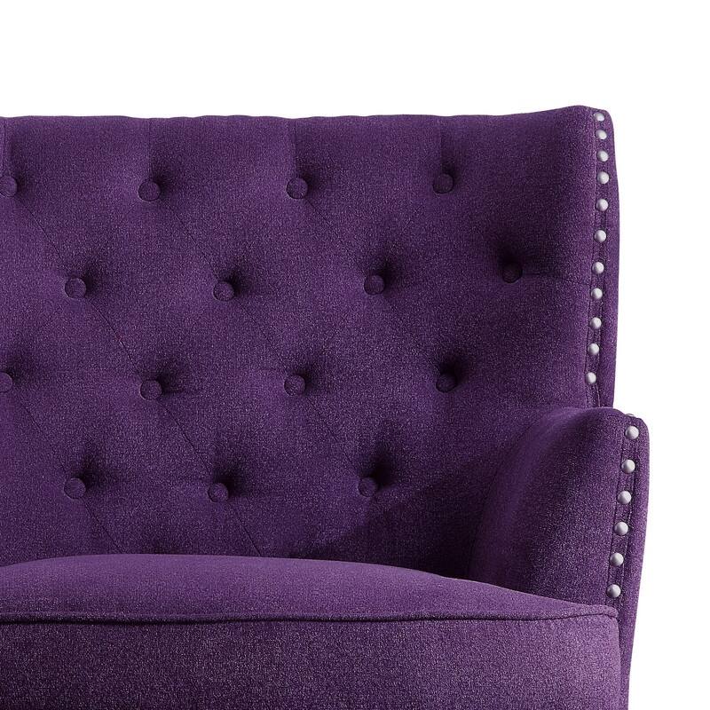 Moser Bay Mignon Velvet / Linen 30'' Wide Tufted Wingback Accent Chair