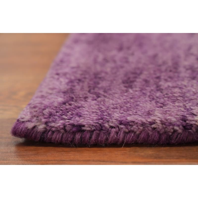 Hand Knotted Oriental 100% Wool Carpet Modern Solid Purples Gabbeh Area Rug - 6' 7'' X 4' 8''