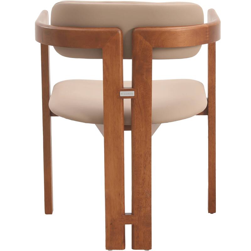 Dining Chairs Upholstered Leather Seats in Rubberwood Set of 2 Arm Chairs Open Back Design