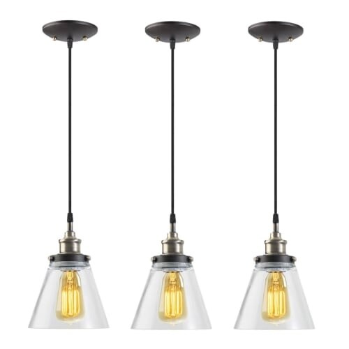 Globe Electric 65207 Vintage Single Light 65" Adjustable Pendant with Clear Glass Shade - Pack of 3