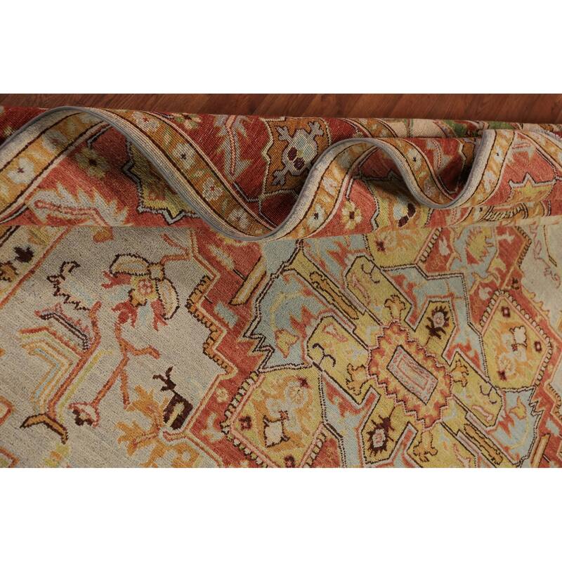 Heriz Serapi Vegetable Dye Area Rug Handmade Wool Carpet - 8'0"x 10'2"