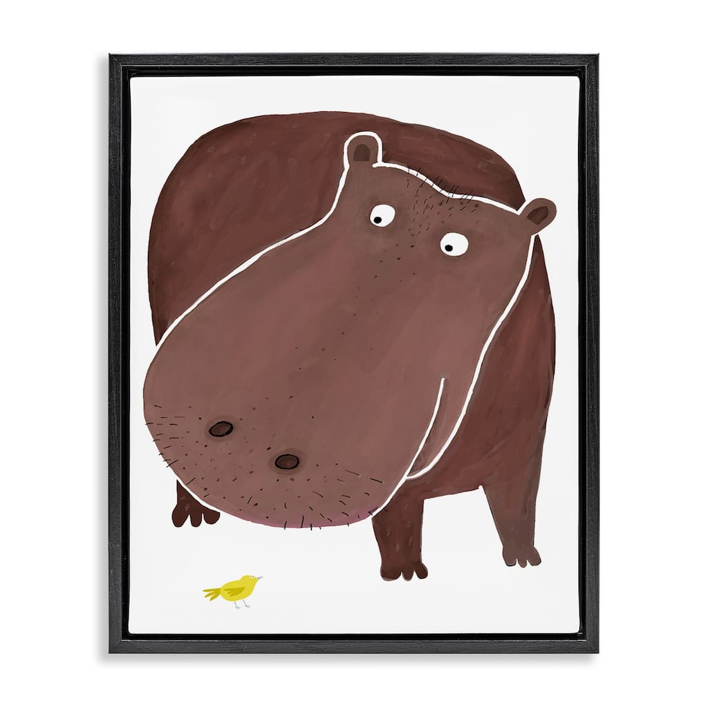Stupell Hippo and Bird Friends Framed Floater Canvas Wall Art Design By Carla Daly