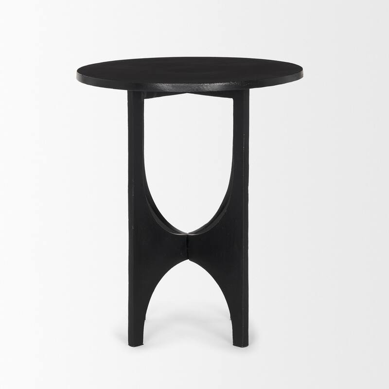Sobi Textured Matte Black Round Metal Accent Table - 18.0L x 18.0W x 21.5H
