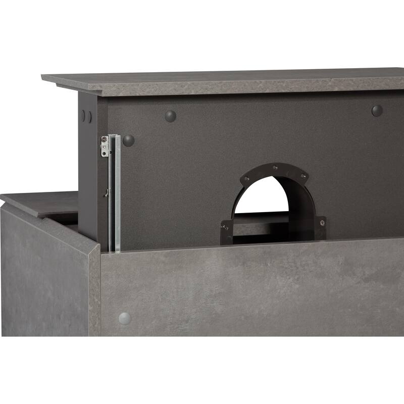 Wall-Mounted Bathroom Vanity with Gray Storage Cabinet, Matte Black Quartz Sand Sink, Soft-Close Hinges - 23.62in L Melamine