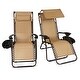 Belleze 2-Pack Zero Gravity Patio Lounge Chairs Backyard Recliner Canopy Shade w/ Utility Tray - Thumbnail 0