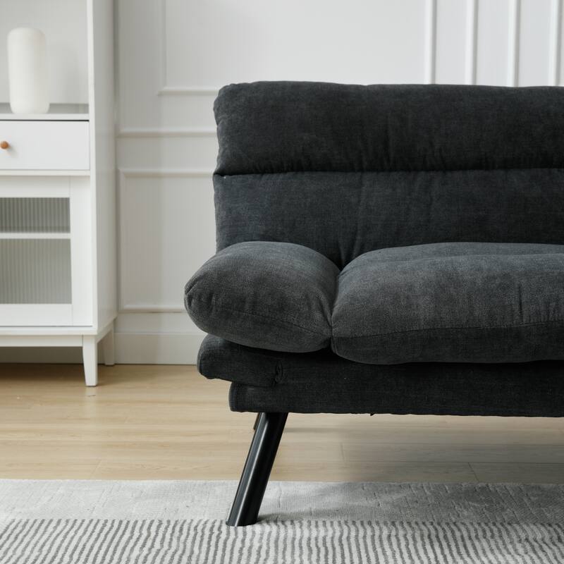 Modern 2-Seater Linen Sofa with Metal Legs, Set of 1