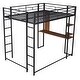 preview thumbnail 5 of 41, Clean Design Full Size Metal Loft Bed with 2 Shelves and one Desk