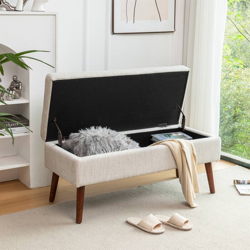 Linen Bed Bench with Storage