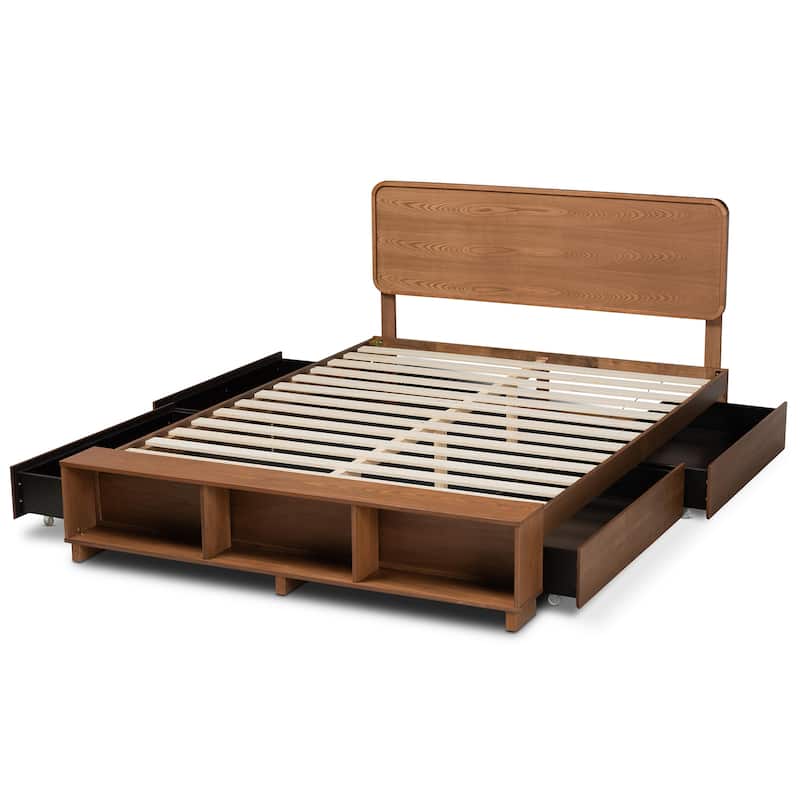 Vita Modern Transitional Wood 4-Drawer Platform Storage Bed
