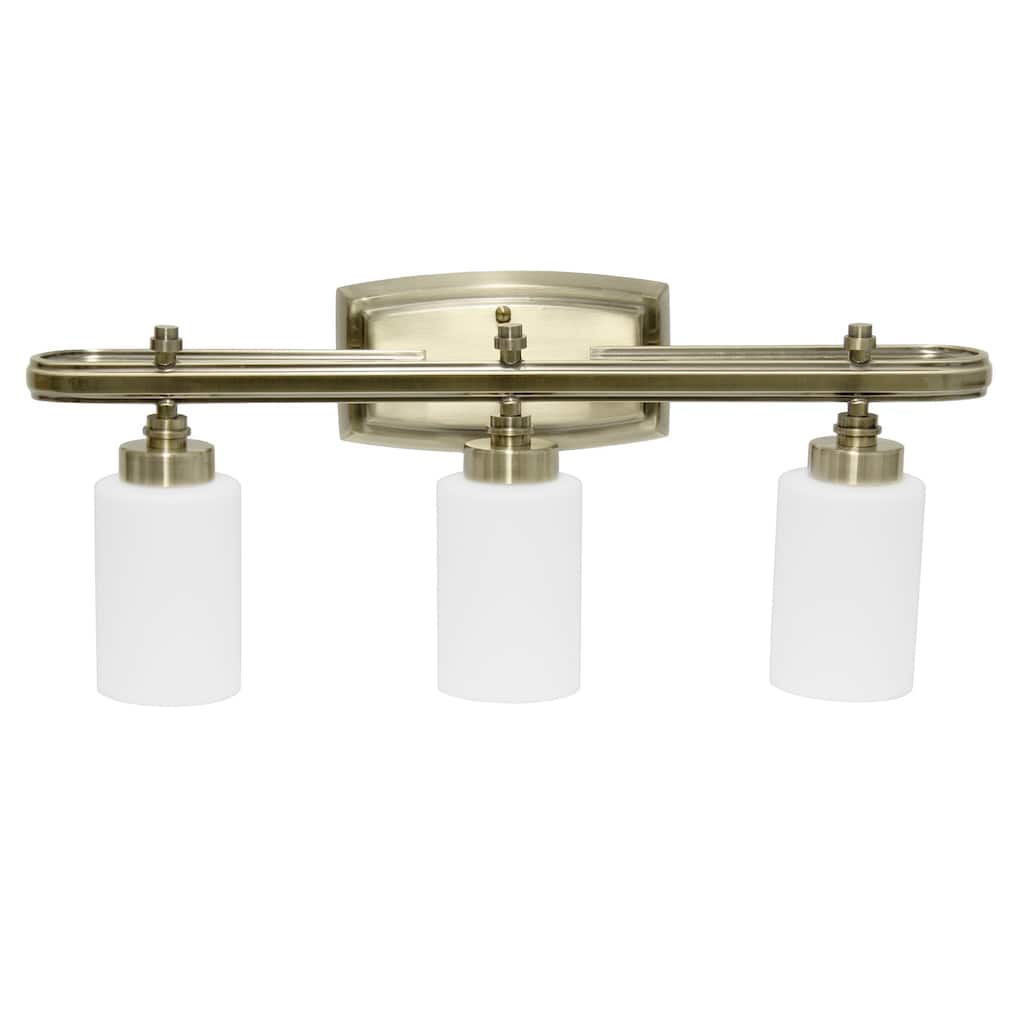 Wall Mounted Three Light Vanity Fixture with Cylinder Glass Shade - 23.5" - Bronze and White