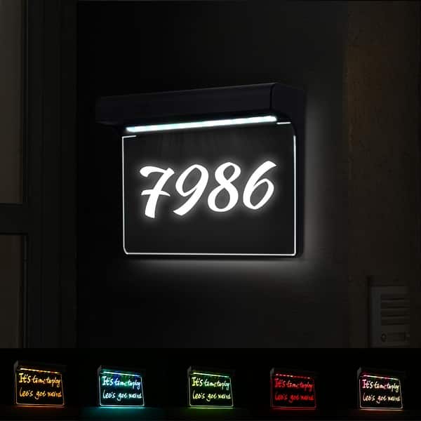 Solar Powered House Numbers Address Sign Dusk to Dawn Waterproof