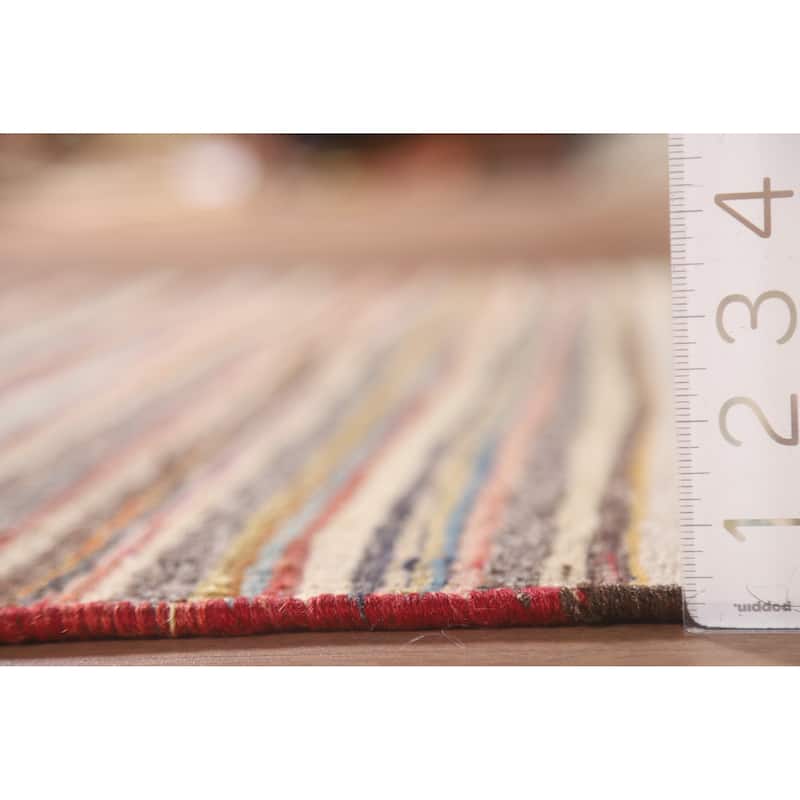 Striped Kilim Persian Vintage Rug Hand-Woven Wool Carpet - 3'9"x 6'1"