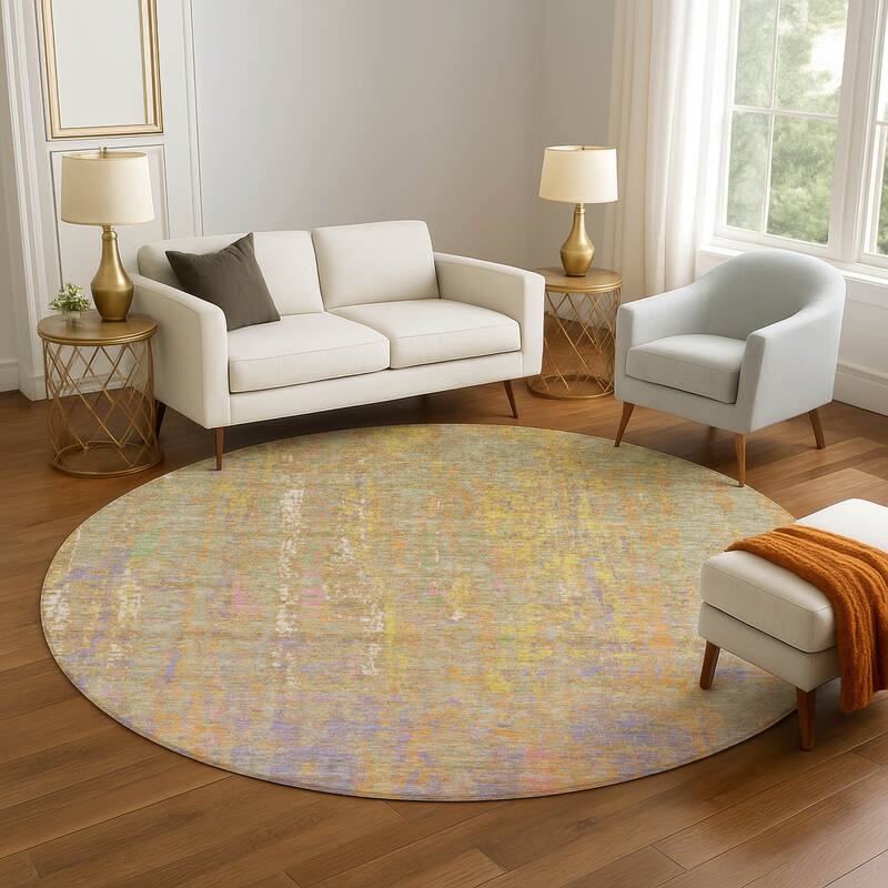 Premium Washable Super Soft Modern Abstract Mayfield Rug - Green - 8' x 8'