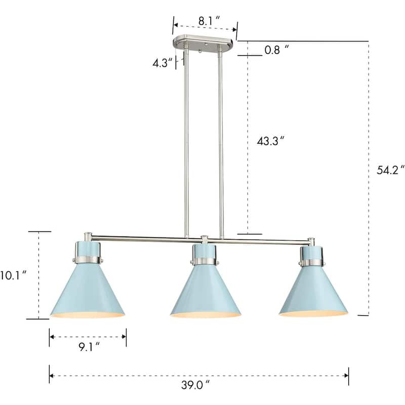 3-Light Farmhouse Pendant Light, Industrial Kitchen Island Lighting Fixture