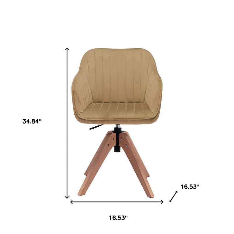 Modern Velvet Tufted Dining Armchair with Swivel and Solid Wood Legs Upholstered Accent Seat - 34.84”H x 16.53”W x 16.53”D